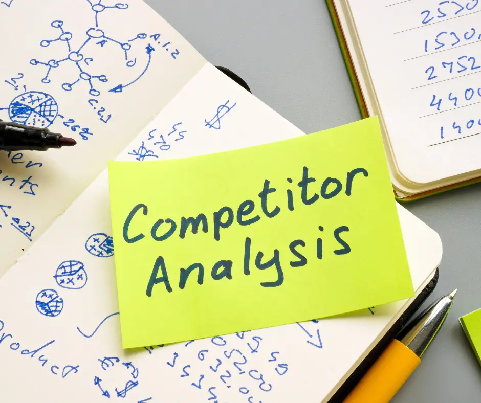 An image showing a comparison chart of how to write business plan step by step with our competitors' strategies in the Analyzing Competitors section.